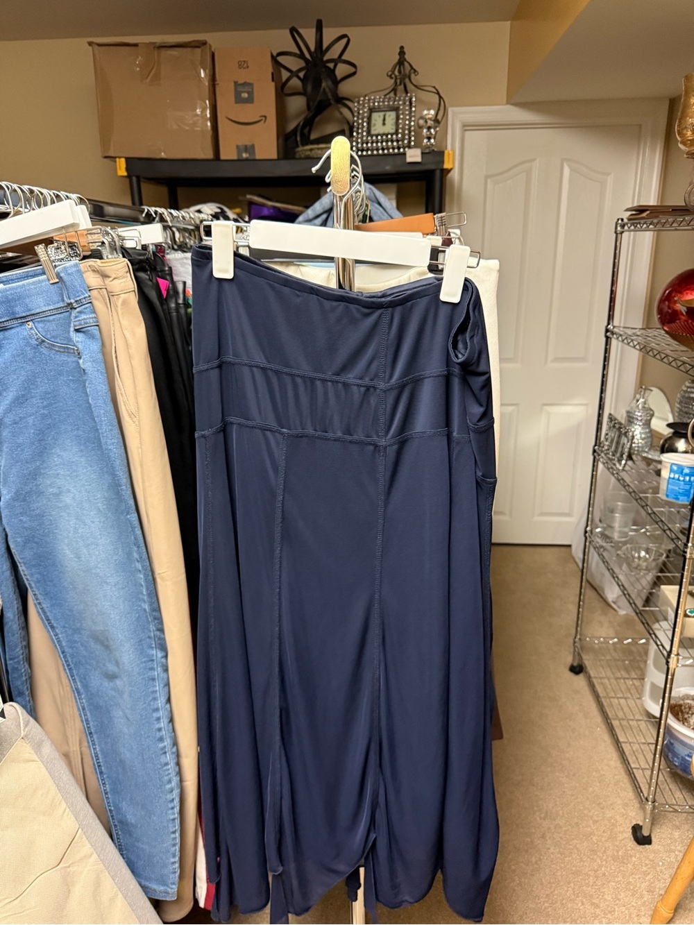 Women’s Navy midi flare skirt